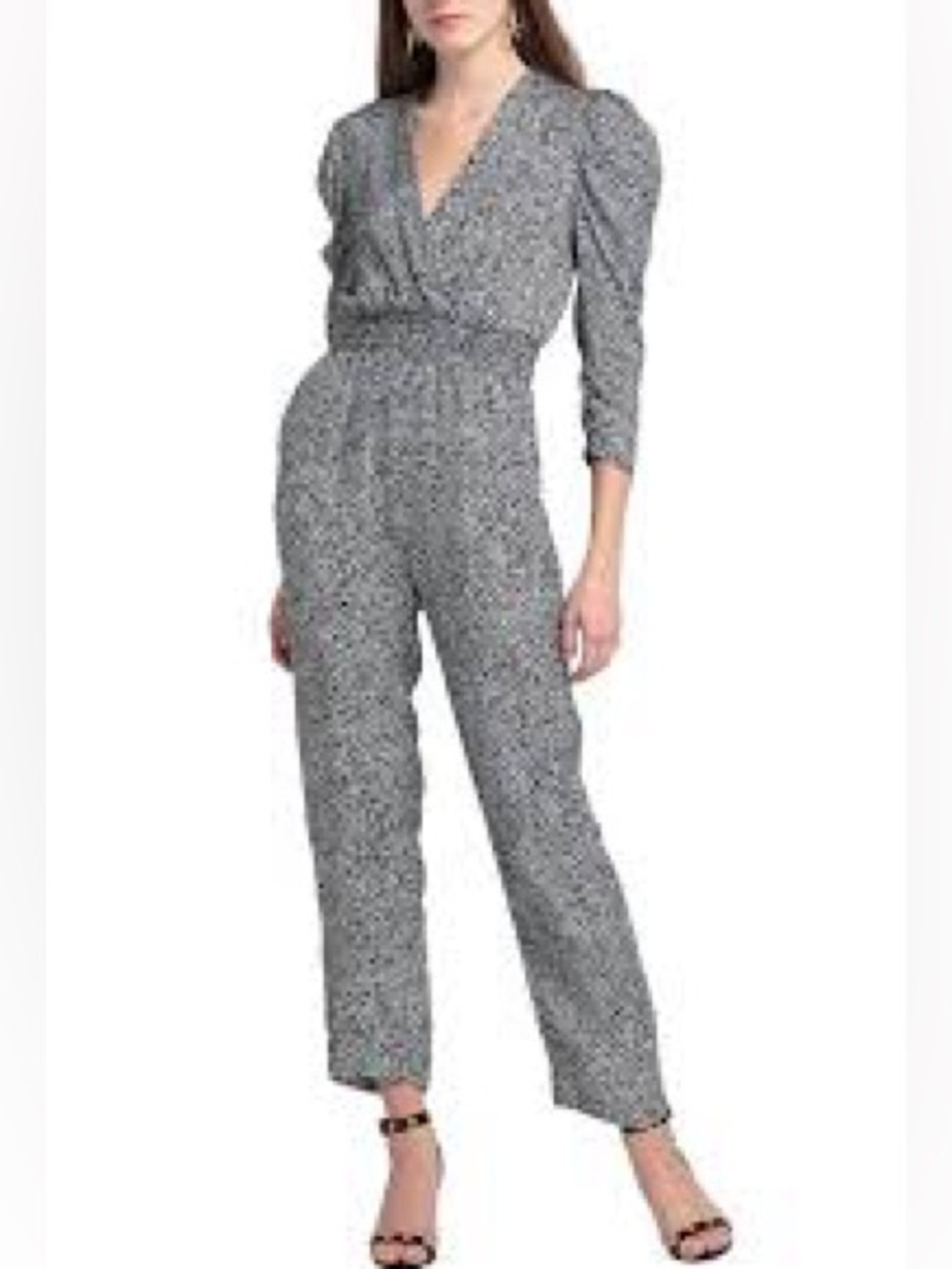 Maje Animal Print Cupro Jumpsuit Black White Size 38 US 6